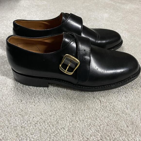 Thomas Foley Of England Shoes Mens Size 8 Black Leather Monk Strap Buckle Dress
